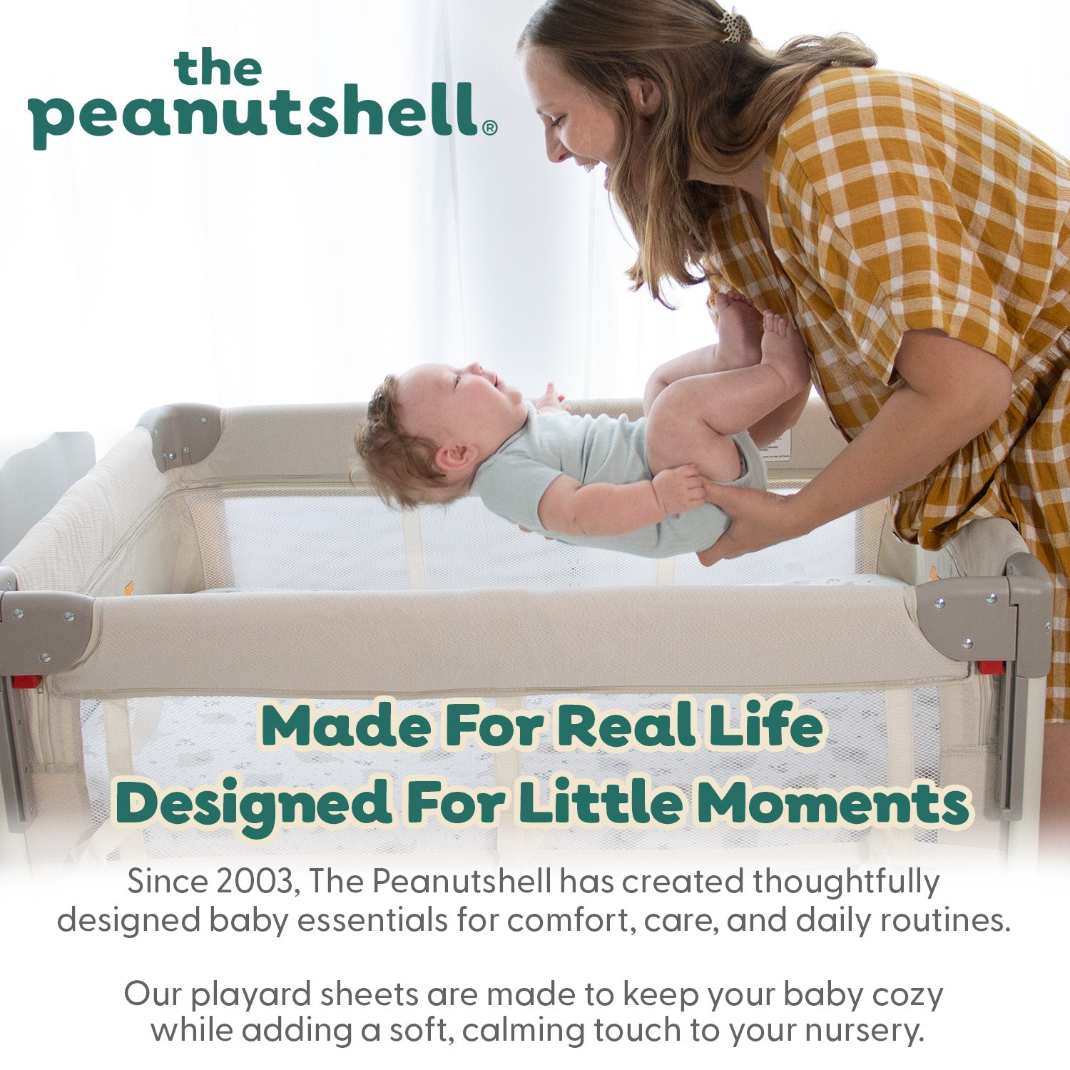 Sage Elephant Organic Cotton Playard Sheets for Baby Boys and Girls, 2-Pack