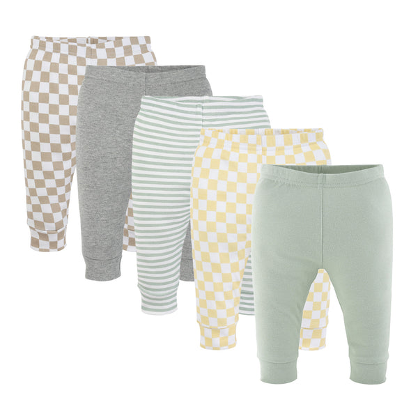 Playful Neutral Pants for Baby Boys and Girls, 5-Pack