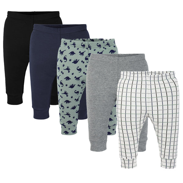 Dino Boy Pants for Baby Boys, 5-Pack
