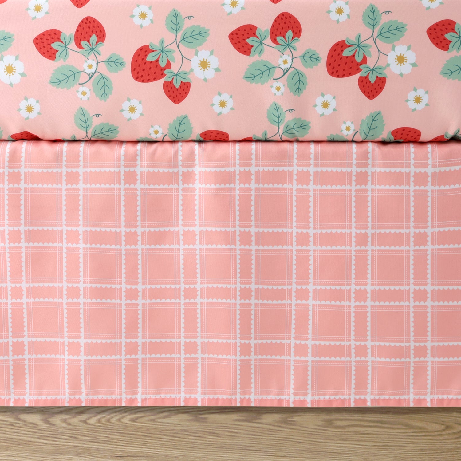 Crib Bedding Set for Baby Girls, Strawberry Sweet, 3 Pieces