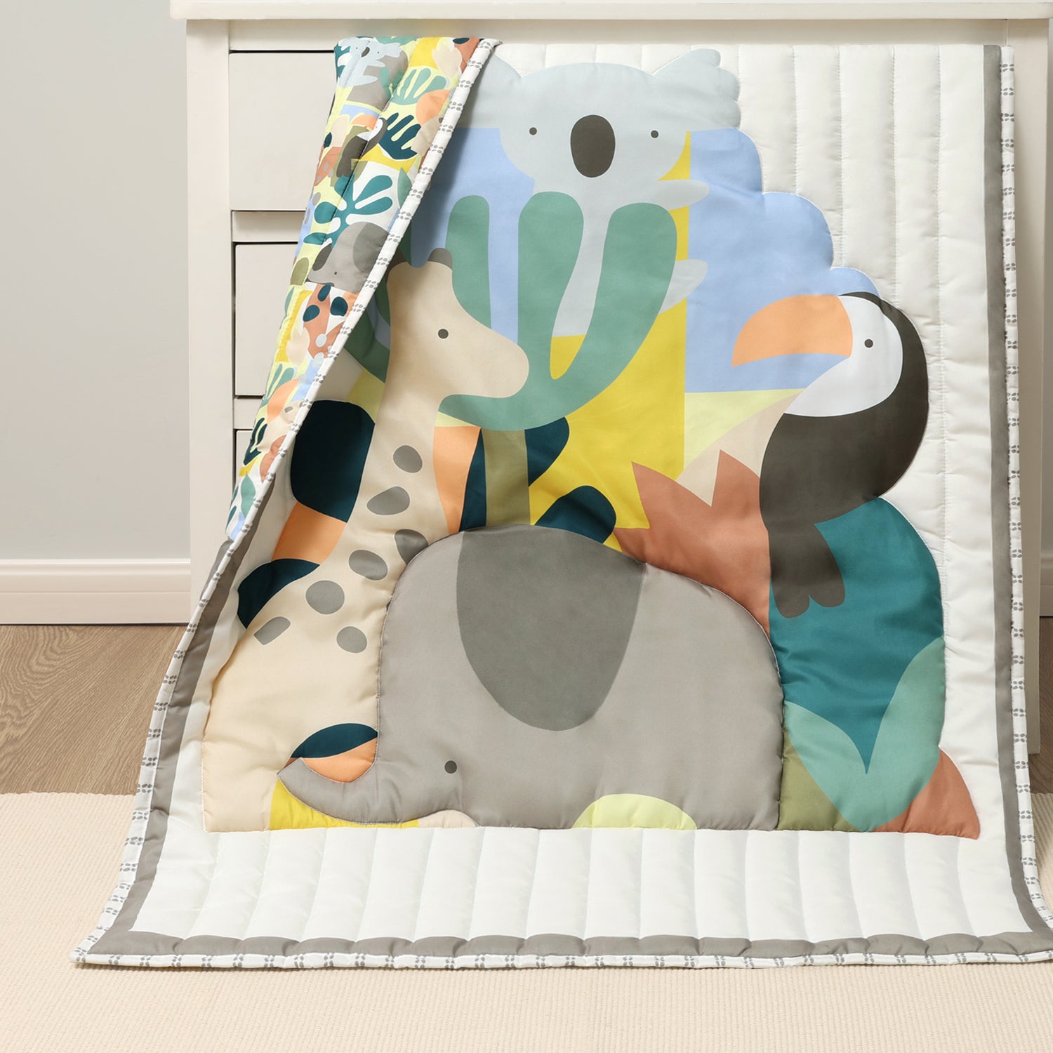 Crib Bedding Set for Baby Boys and Girls, Safari Puzzle, 3 Pieces