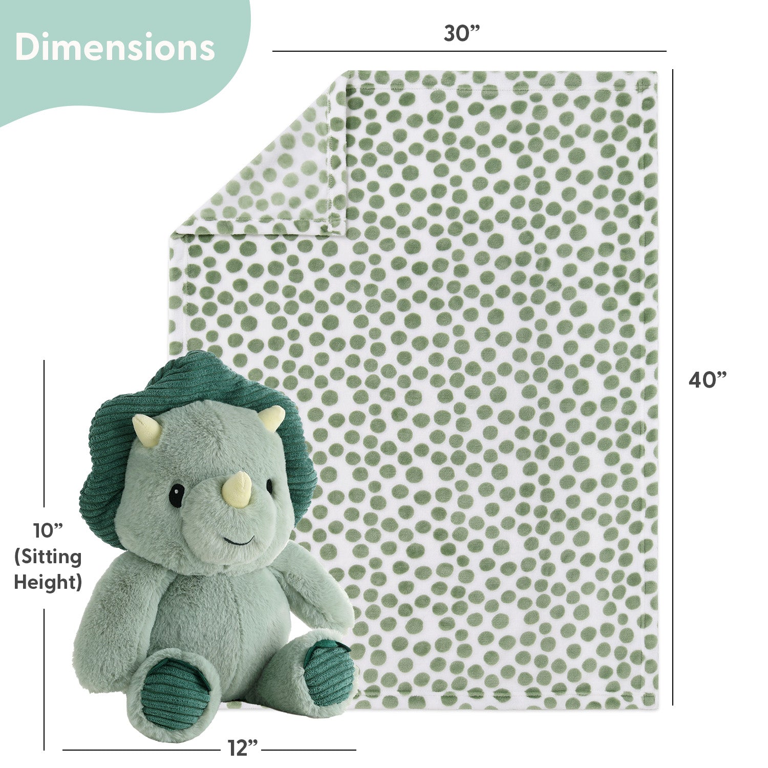 Ace Dino Plush Stuffed Animal and Blanket Gift Set