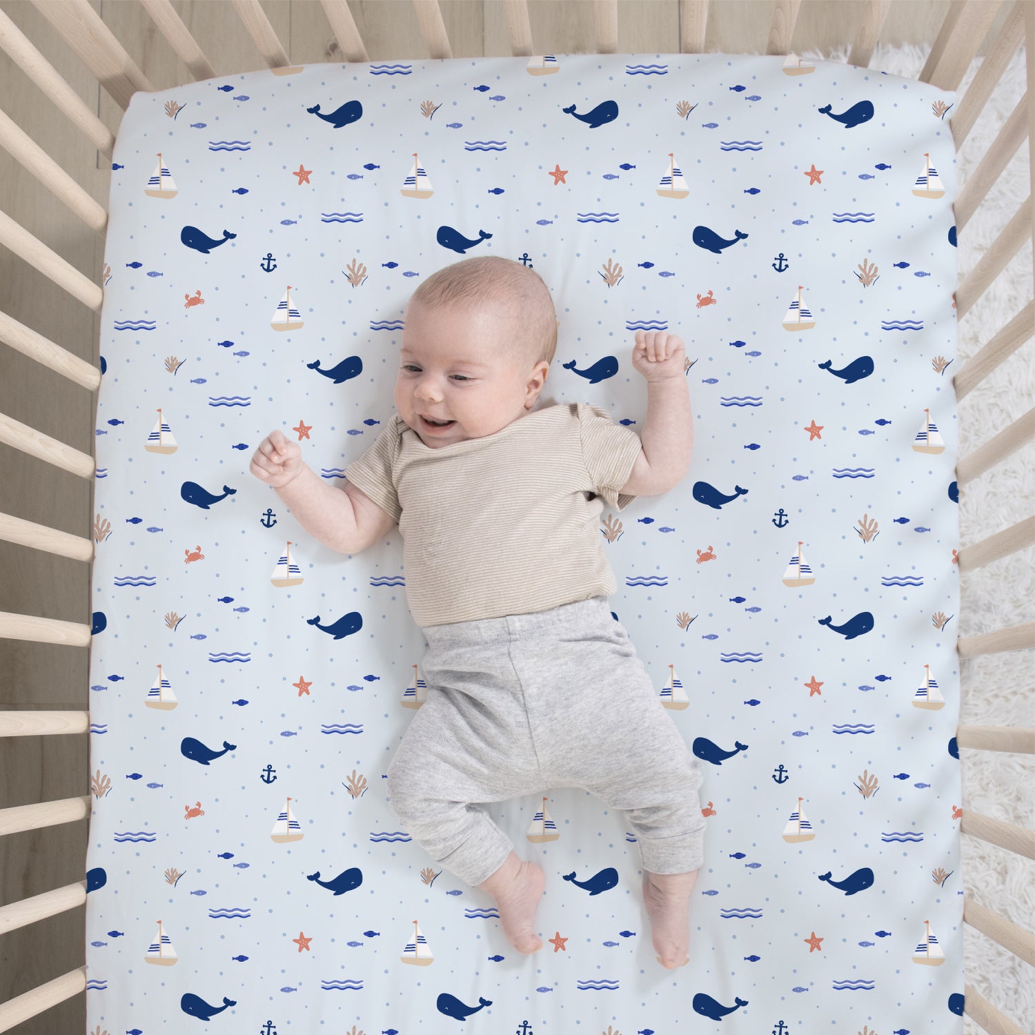 Crib Bedding Set for Baby Boys, Nautical Patch, 3 Pieces