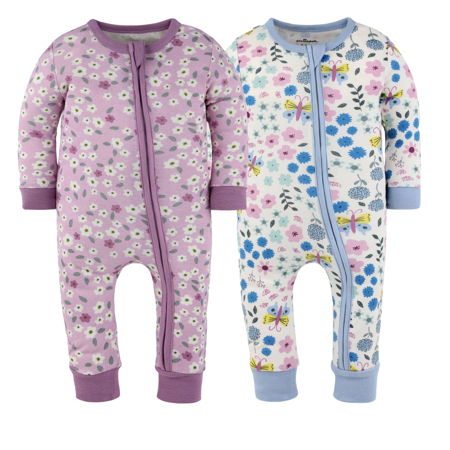 Blissful Florals Cotton Footless Sleepers for Girls, 2 Pack