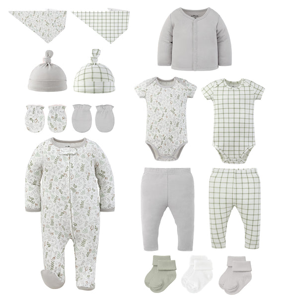 Layette Gift Set for Baby Boys and Girls, Little Mushroom, 15-Piece