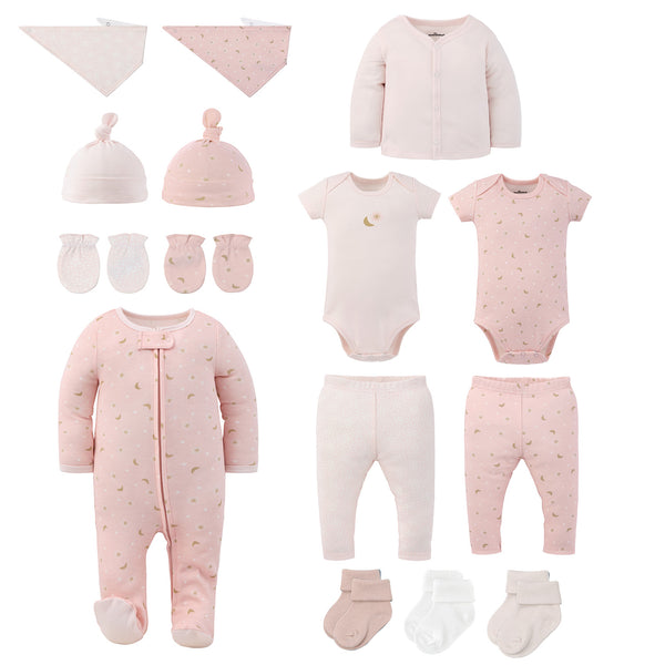 Layette Gift Set for Baby Girls, Celestial Blush Floral, 15-Piece