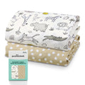 Earth Safari Bassinet Sheets for Baby Boys and Girls, 2-Pack