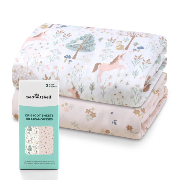English Garden Crib Sheet for Baby Girls, 2-Pack
