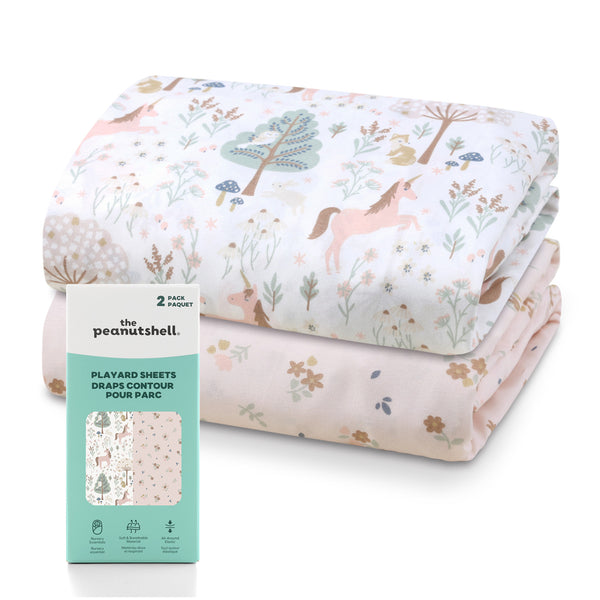 English Garden Playard Sheets for Baby Girls, 2-Pack
