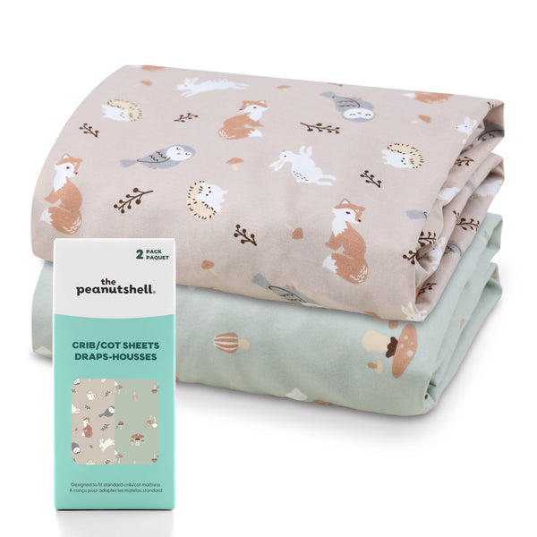 Woodland Story Crib Sheet for Baby Boys and Girls, 2-Pack