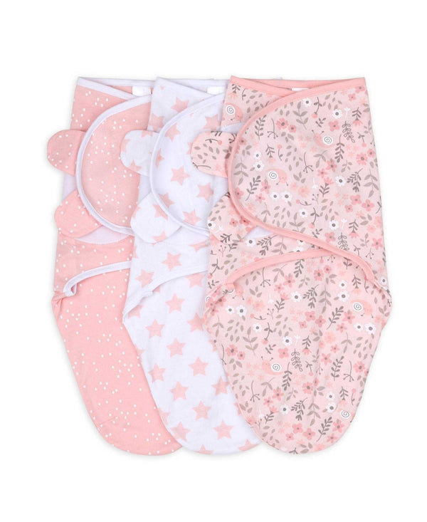 Pink Floral Baby Swaddle Blankets Set of 3