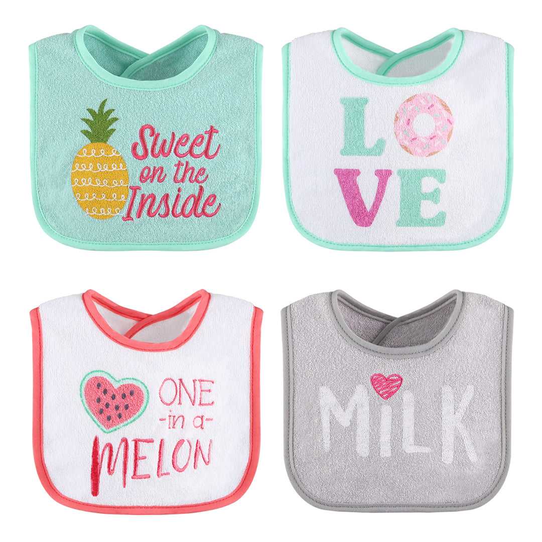 Pink Baby Girl Terry Bib Set of 8