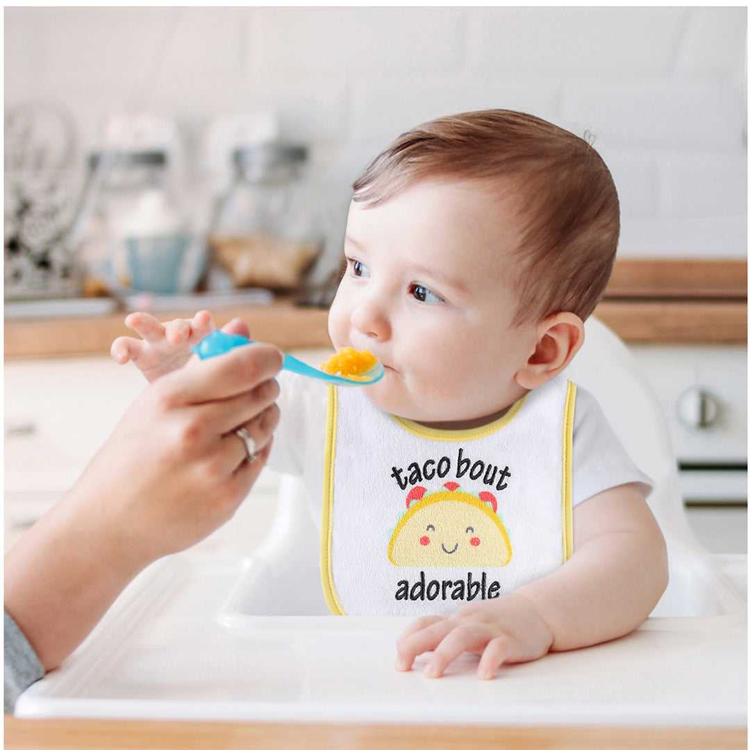 Han-Gry Green, Blue, Yellow Baby Boy or Girl Bibs 8-Pack