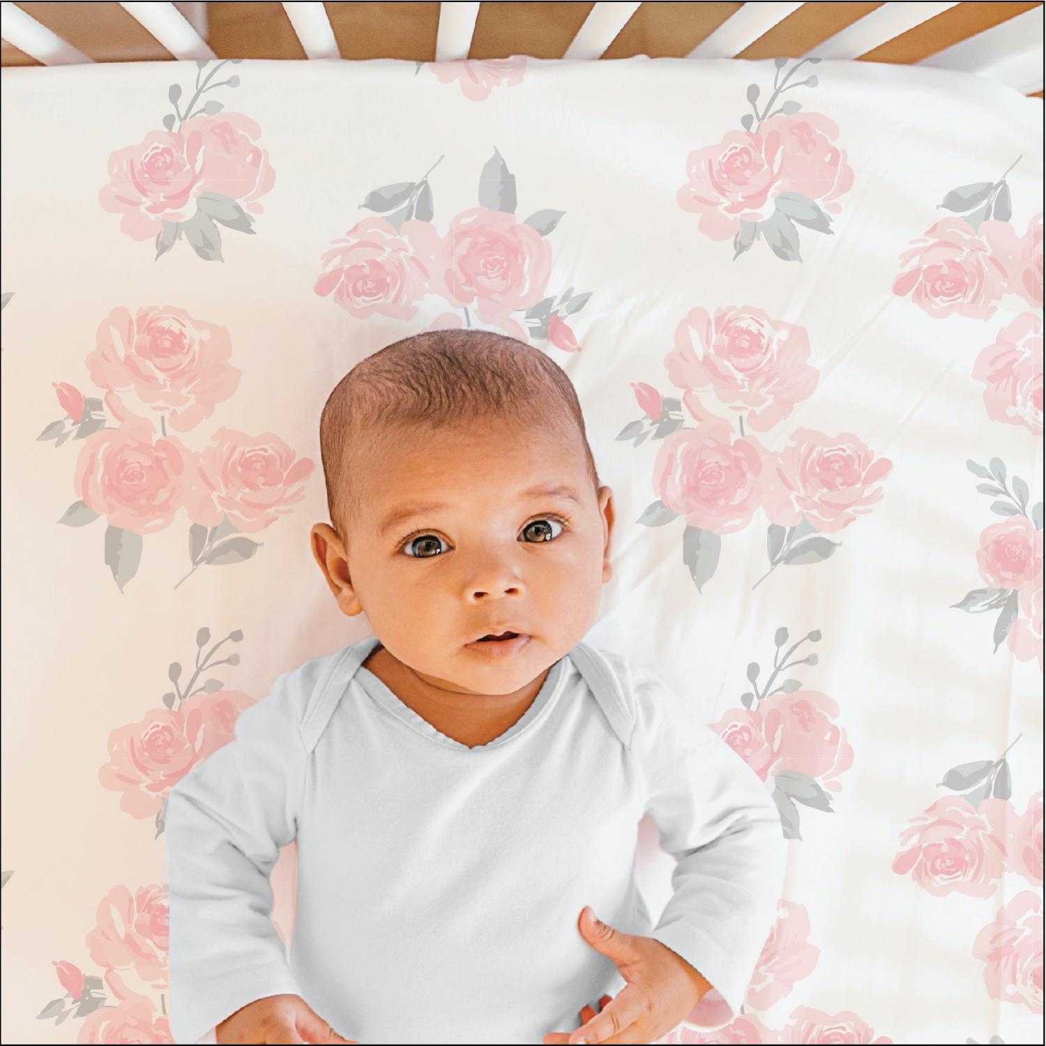 特別価格The Peanutshell Floral Crib Bedding Set for Girls, Flower Fun, 5 Pieces並行輸入 特別価格The Peanutshell Floral Crib Sheet Set for Baby Girls - 4