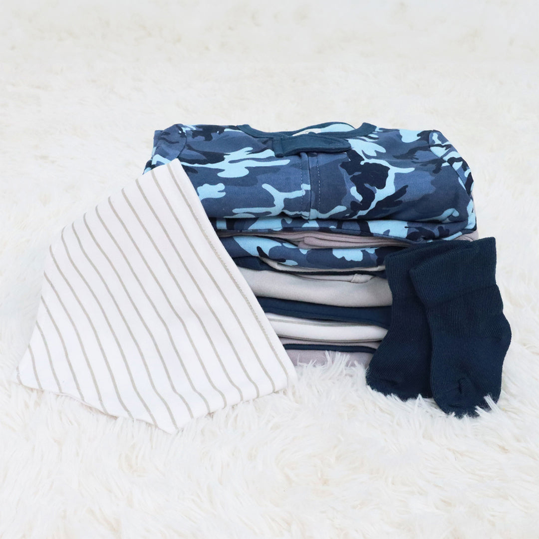 Blue Camo Baby Layette Gift Set, 23 Pieces The Peanutshell