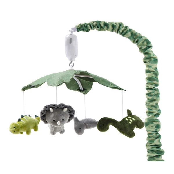 Dinosaur Baby Musical Crib Mobile, Greys and Greens