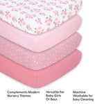 Pink Roses and Ditsy Floral 4-Pack Fitted Crib Sheet SetPink Roses and Ditsy Floral 4-Pack Fitted Crib Sheet Set