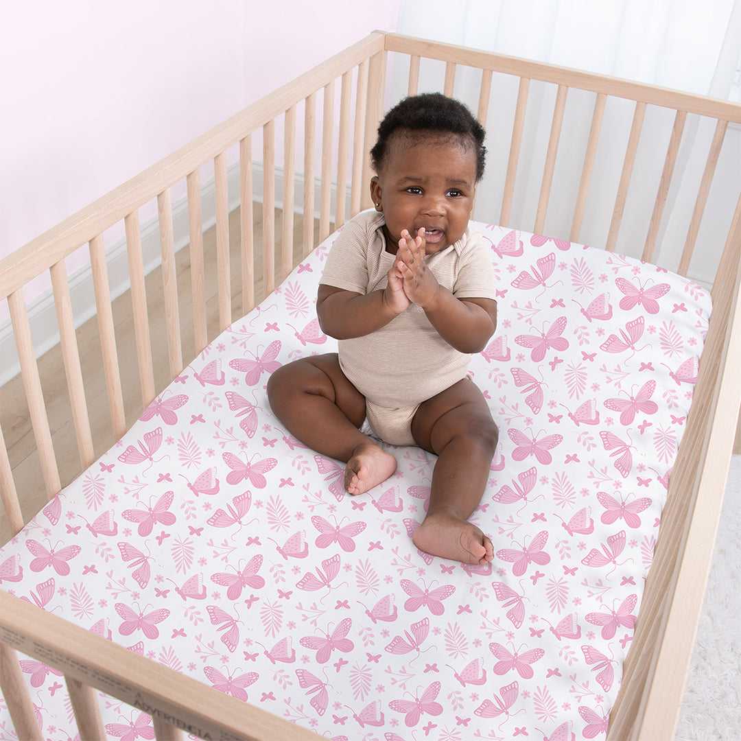 Butterfly 4-Pack Fitted Crib Sheet Set
