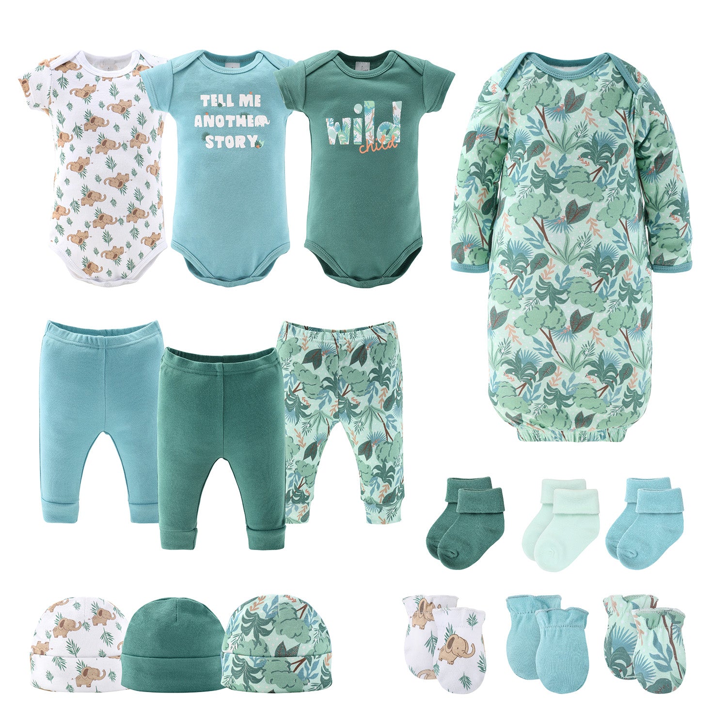 Layette Gift Set for Baby Boys or Girls - Wild Jungle, 16 Piece, 3-6 Months Farallon Brands
