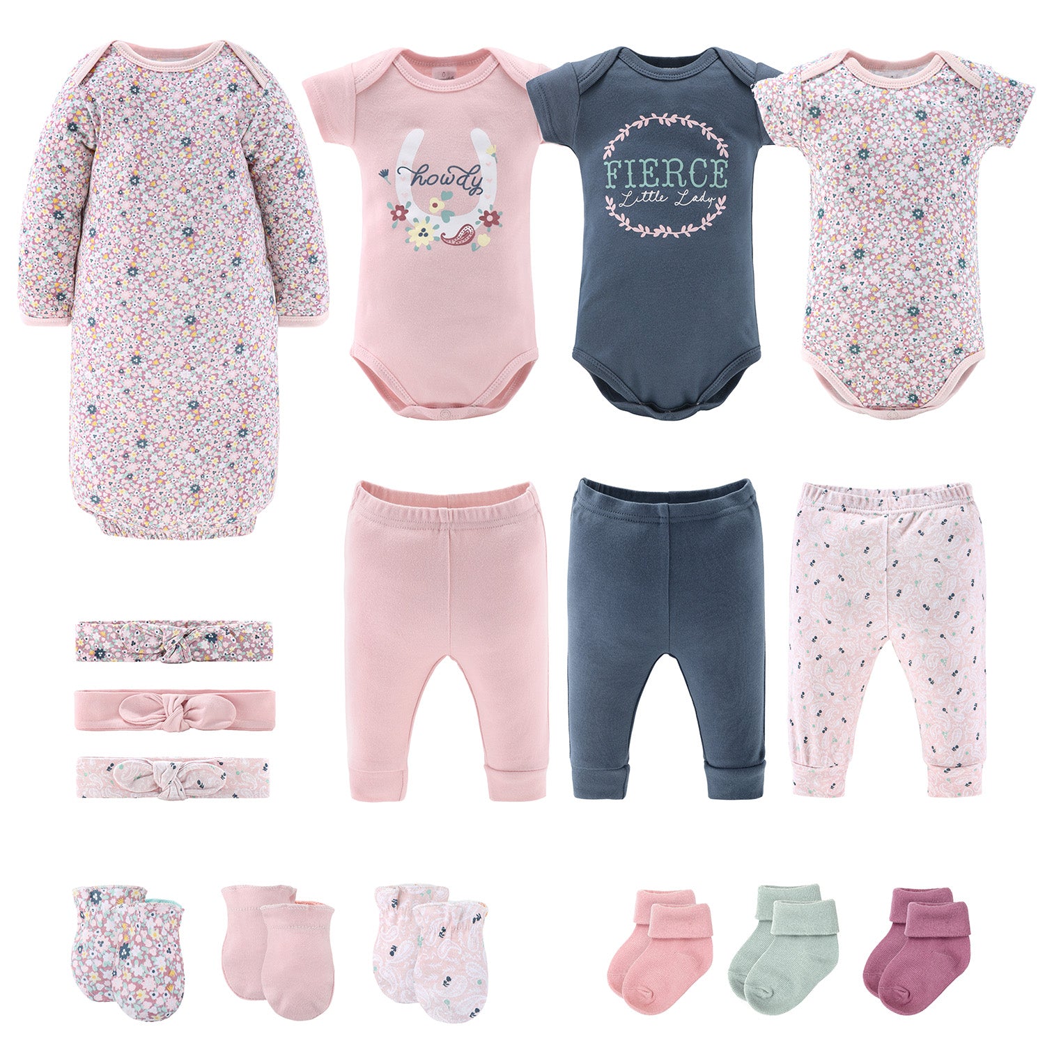 Layette Gift Set for Baby Girls - Prairie Floral, 16 Piece, 6-9 Months Farallon Brands