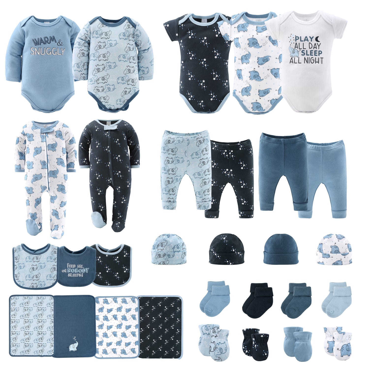 Layette Gift Set for Baby Boys - Elephant Blue, 30 Piece Farallon Brands