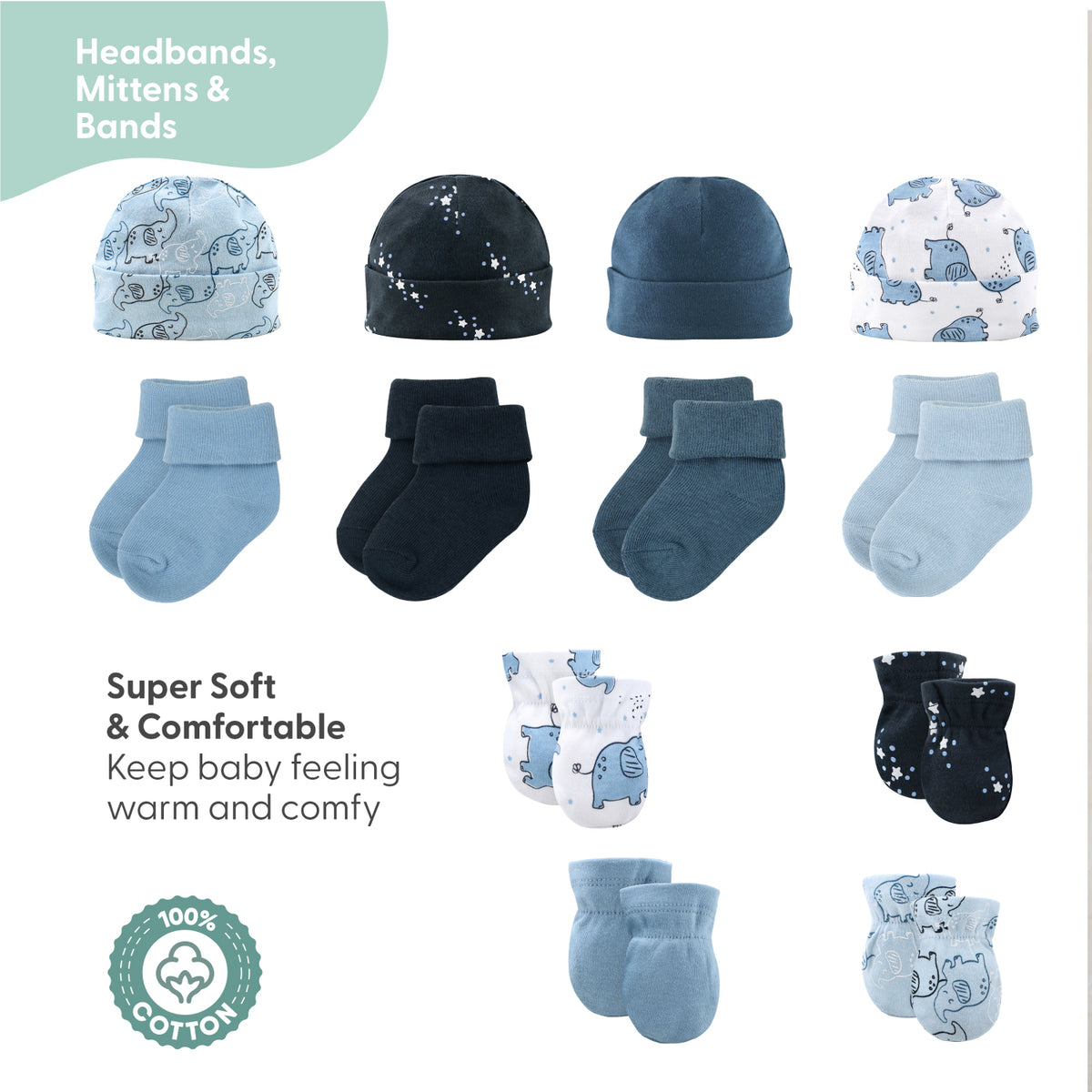 Layette Gift Set for Baby Boys - Elephant Blue, 30 Piece Farallon Brands