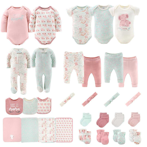 Floral Elephant Baby Layette Gift Set, 30 Piece - Main Image