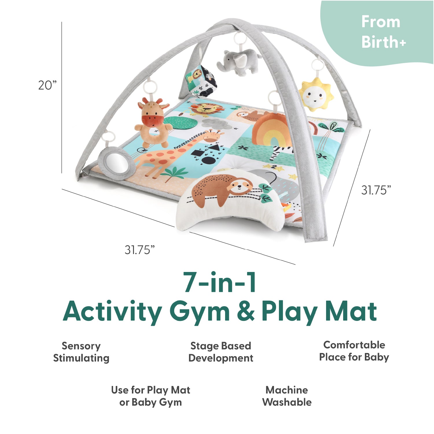 Safari 7-in-1 Baby Activity Gym and Playmat Farallon Brands