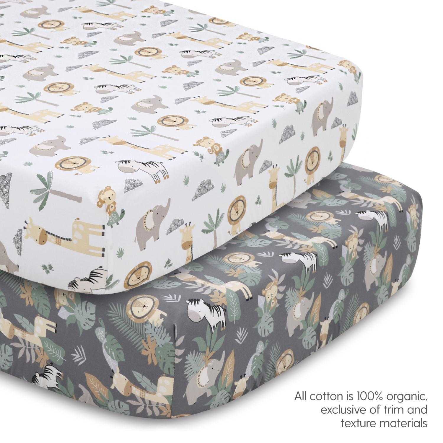 summer infant monkey jungle 4 piece crib bedding set The Peanutshell Safari Serenity 4 Piece Organic Cotton Baby Crib Bedding Set