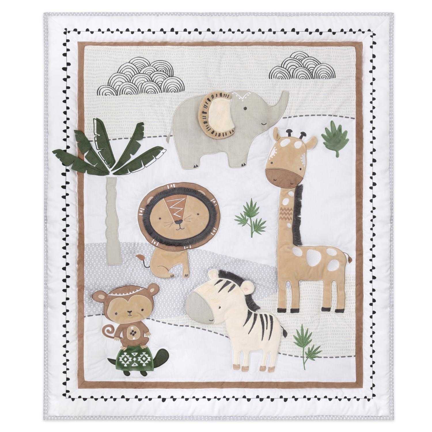 summer infant monkey jungle 4 piece crib bedding set The Peanutshell Safari Serenity 4 Piece Organic Cotton Baby Crib Bedding Set