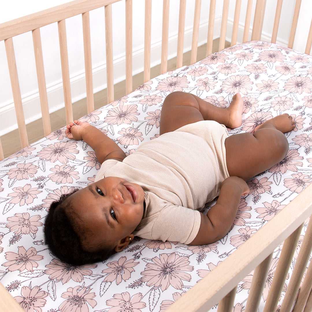 Cottage Floral 4-Pack Fitted Organic Jersey Crib Sheet Set