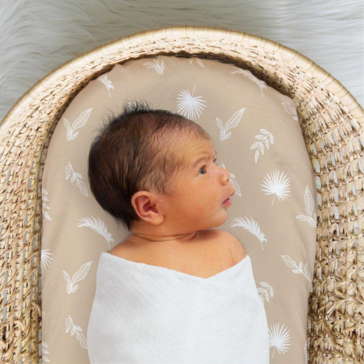 summer infant bassinet sheets The Peanutshell Caramel Safari Organic Cotton Jersey 4 Pack Bassinet Sheets