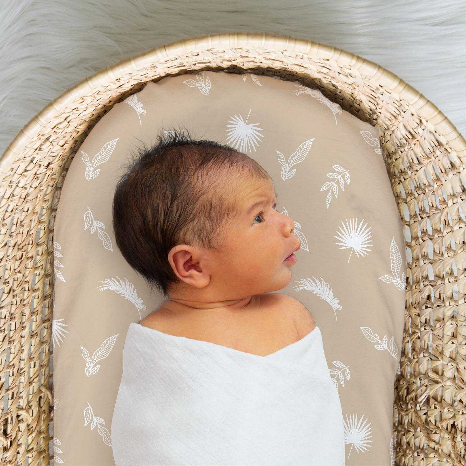 The Peanutshell Caramel Safari Organic Cotton Jersey 4 Pack Bassinet Sheets