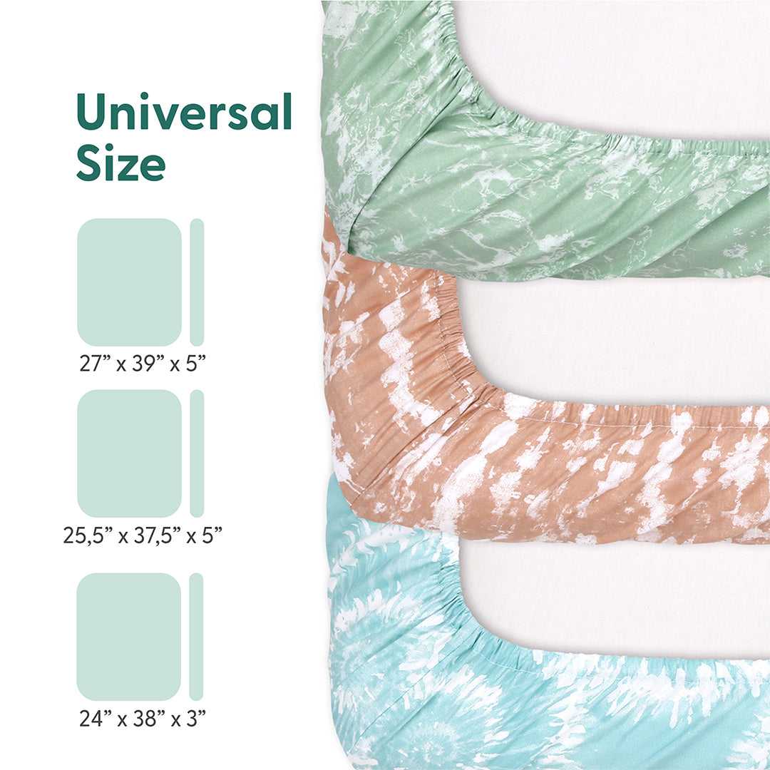 Boho Tie Dye Fitted Playard Sheets, 3-Pack