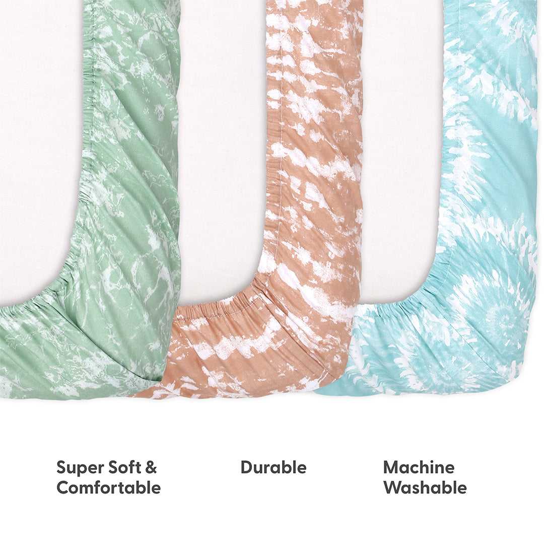Boho Tie Dye Fitted Playard Sheets, 3-Pack