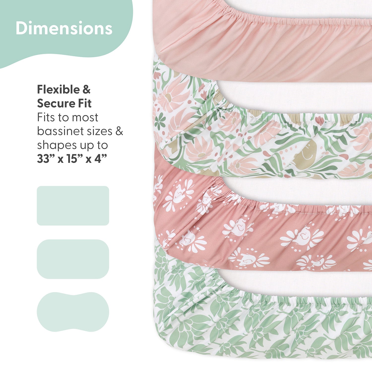 Botanical Garden Baby Bassinet Sheets 4-Pack for Girls