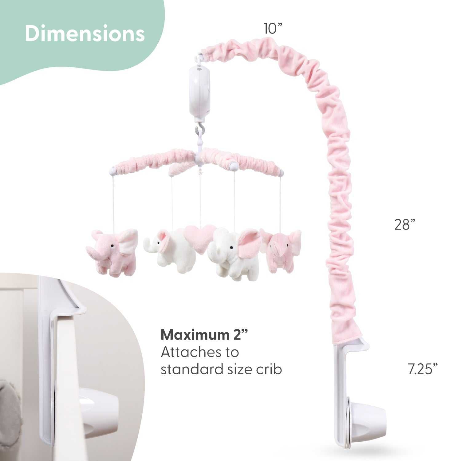 Pink Elephant Baby Musical Crib Mobile for Girls