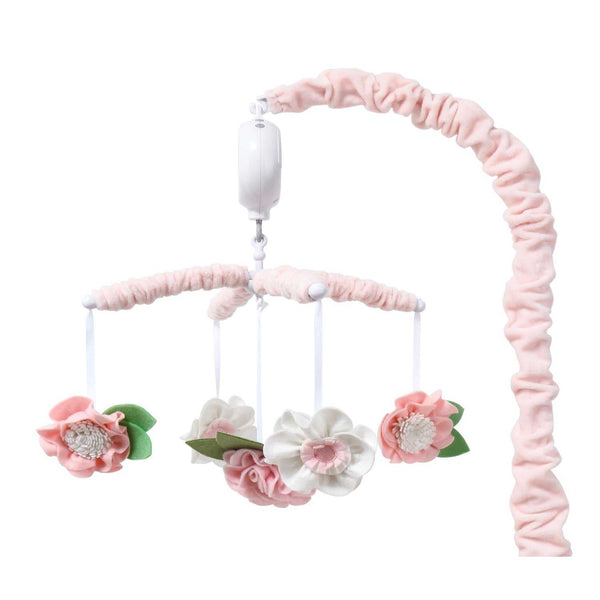 Pink Floral Baby Musical Crib Mobile for Girls