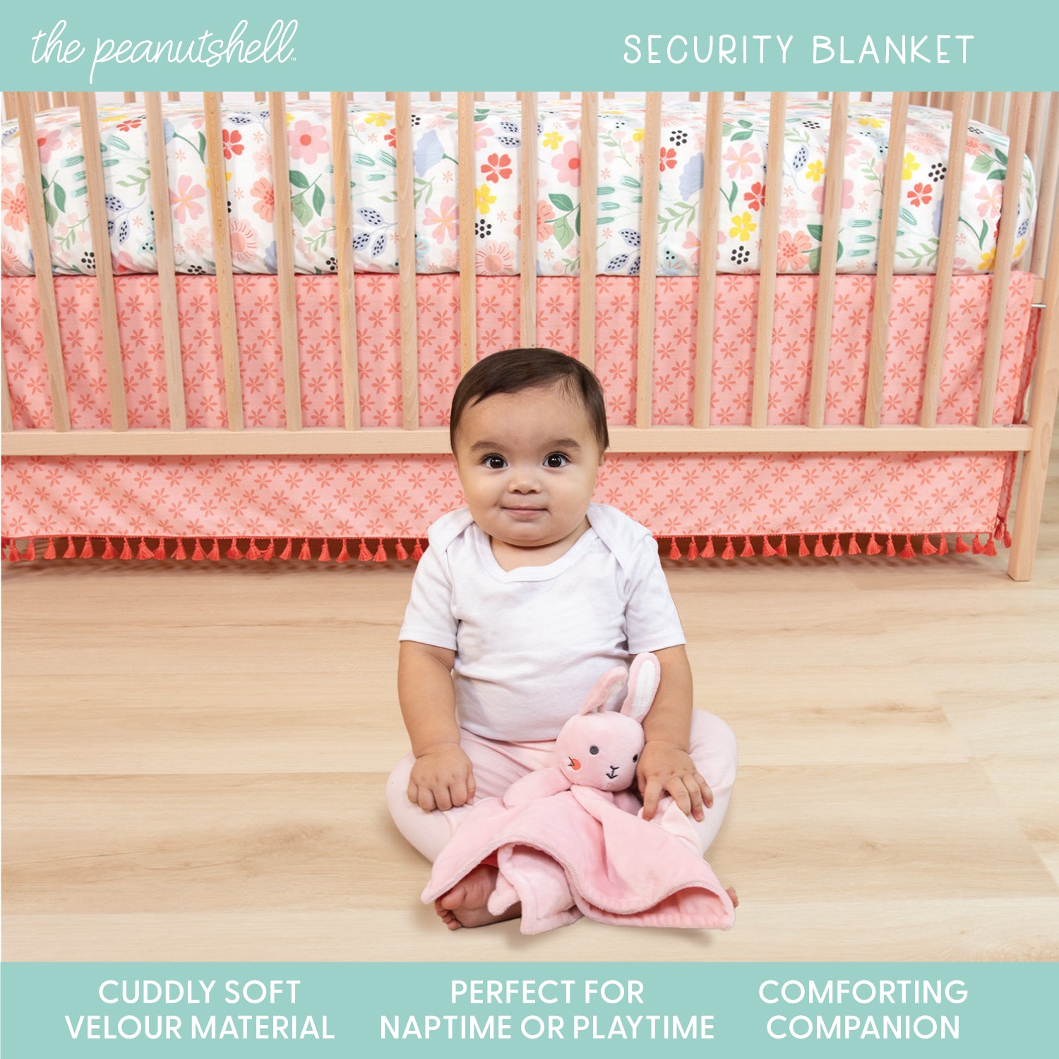 Floral 4-Piece Tummy Time Mat and Security Blanket Crib Bedding Set The Peanutshell