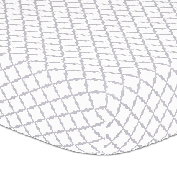 Grey Lattice Fitted Crib Sheet