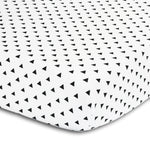 Triangle Print Cotton Fitted Crib Sheet in Black/White The Peanutshell