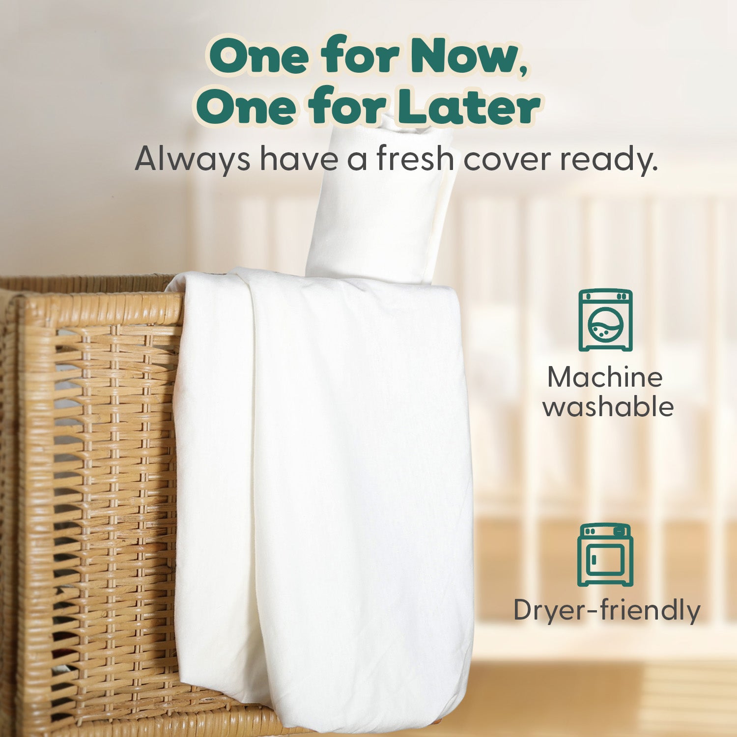 White Organic Cotton Changing Pad Covers for Baby Boys and Girls, 2-Pack