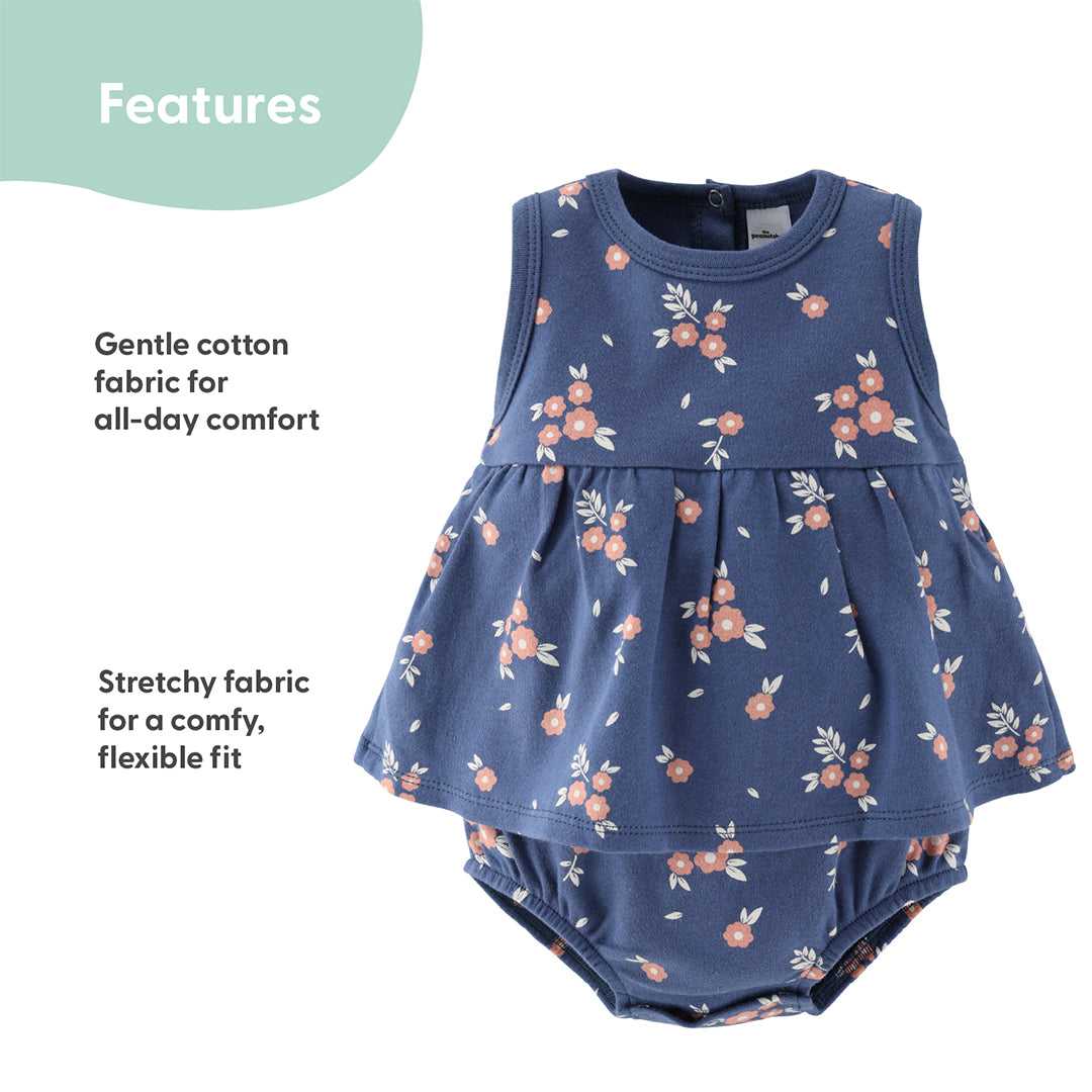 Floral Express Rompers Navy Floral Baby Girl Rompers, 2 Pack Set
