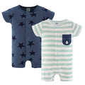 Blue Stars Baby Boy Rompers, 2 Pack