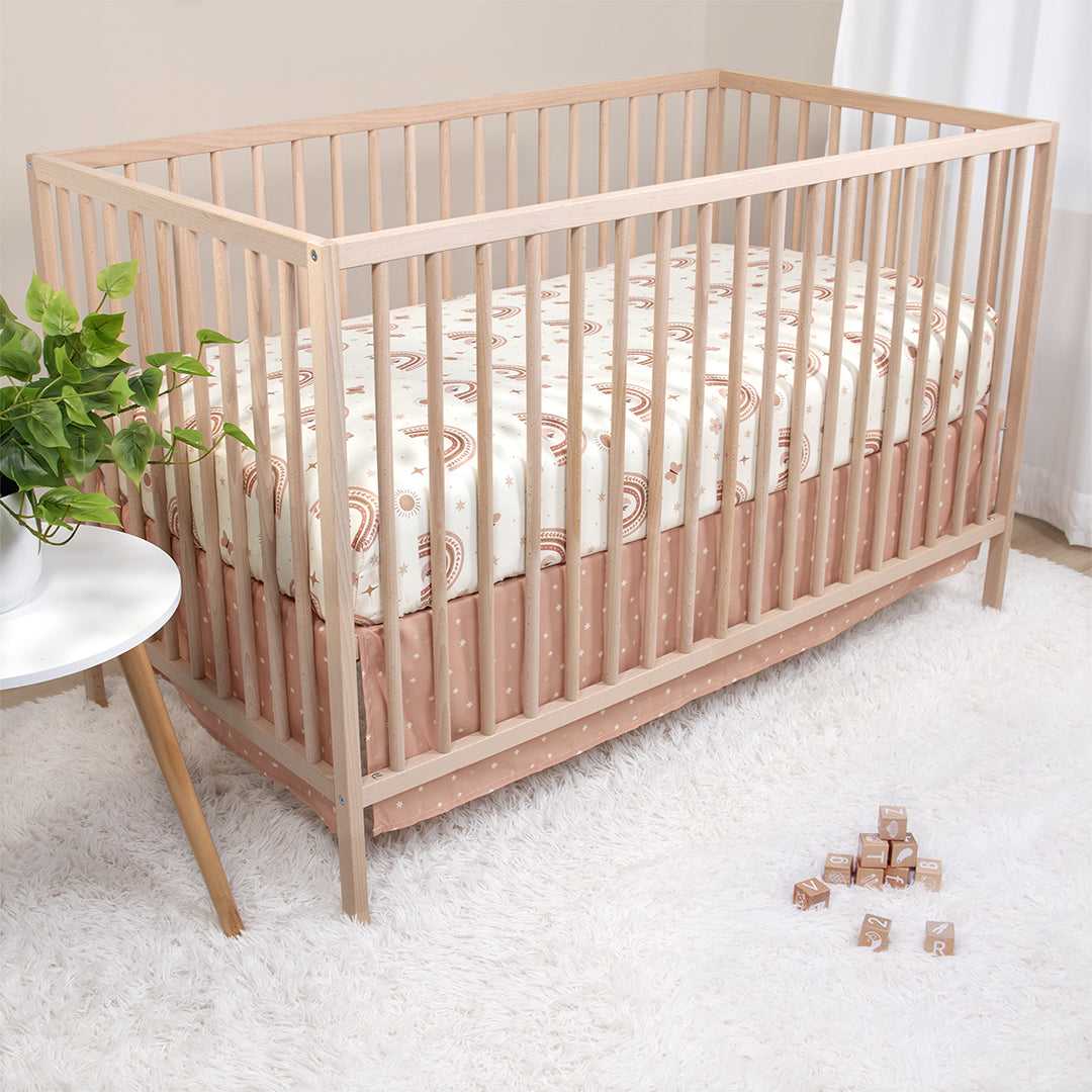 summer infant crib bedding sets The Peanutshell Boho Rainbow 3 Piece Baby Crib Bedding Set for Girls