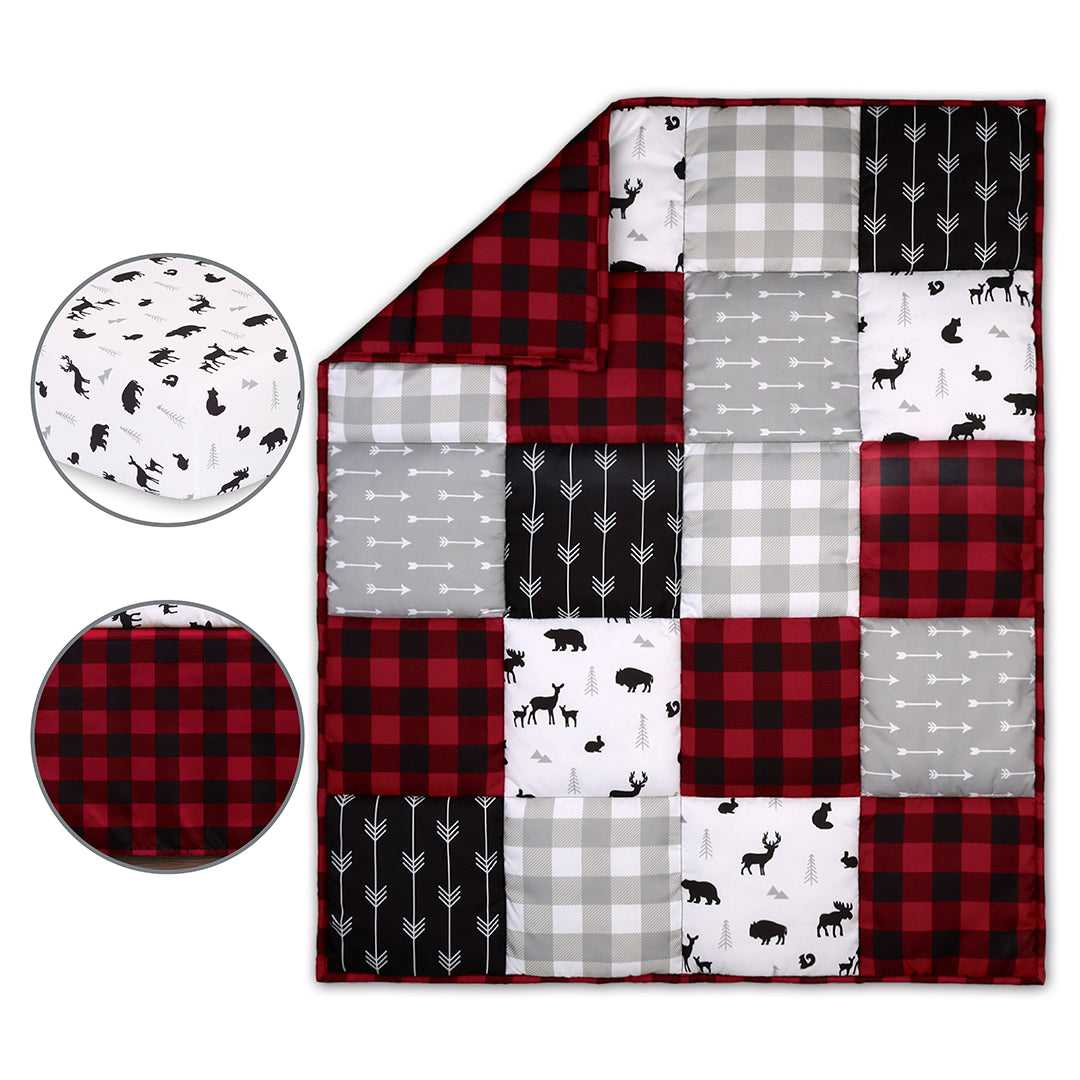 Literie Bebe Fitted Baby Crib Sheets Bear Buffalo Plaid Neutral