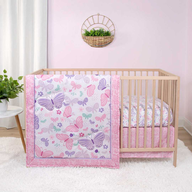 Butterfly Song Piece Baby Crib Bedding Set for Girls