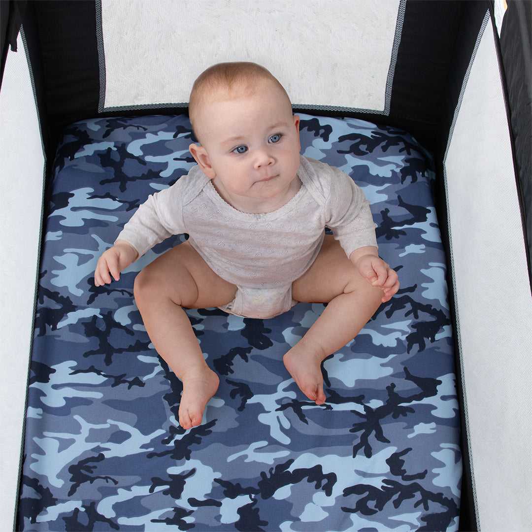 2-Pack Mini Crib / Playard Fitted Sheets – Gray & White Satellite Flower Print – 27x39