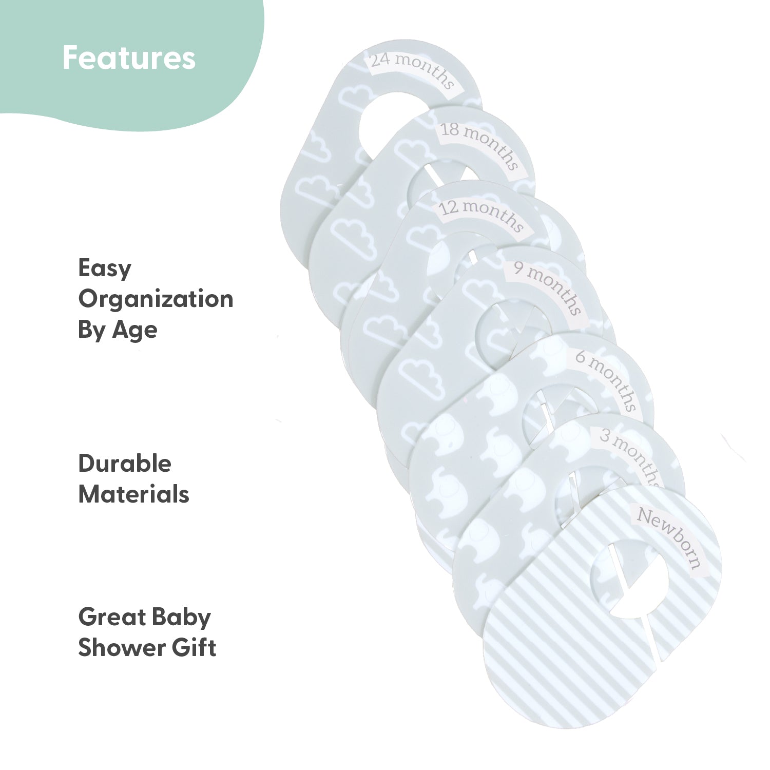 10-Pack Grey Nursery Closet Organizer Dividers The Peanutshell