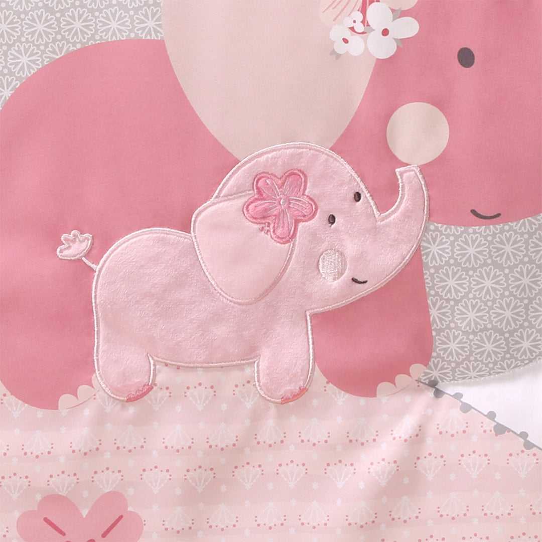 Pink Elephant Piece Baby Crib Bedding Set for Girls